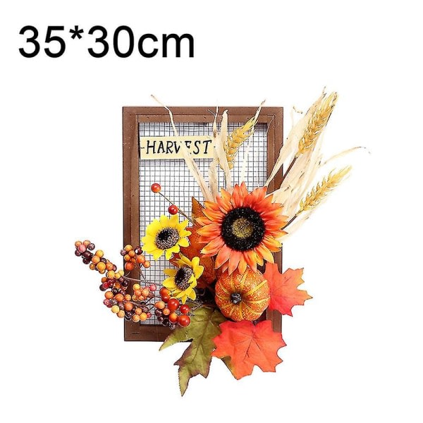 Halloween-koriste - Syyskuun koristeellinen auringonkukka-kurpitsa-valokuvakehyksen seppele seinälle