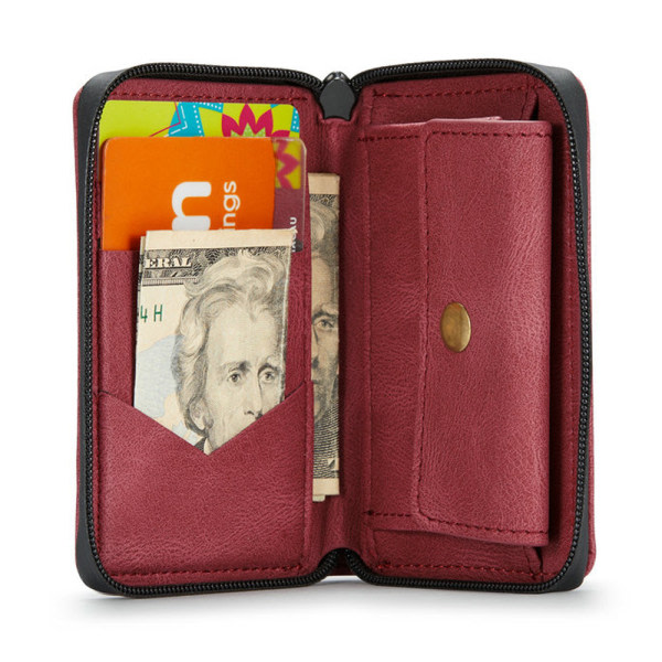 Avtagbart Kickstand Plånboksfodral Skal för iPhone 11 Pro Röd