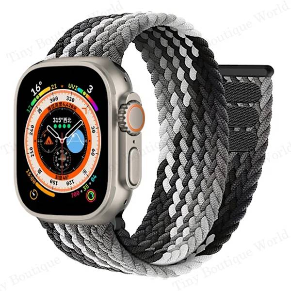 Flätad Solo Loop för Apple Watch Ultra band 49mm 45mm 41mm 44mm 40mm 42mm armband iWatch serie 9 7 SE 8 6 5 4 3 band SummerB SummerB 42-44-45-49mm-S