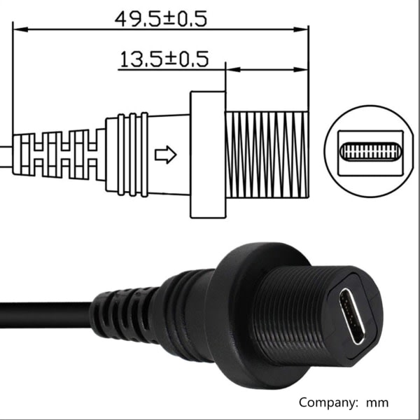 90 Grader Rätt Vinkel Micro USB 5P Hane till USB 3.1 Typ-C Hona Konverteringsadapter Kabel Datatransfer 30cm