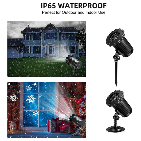LED Jul Snøfnugg Lys Snøfall Projektor IP65 Bevegelig S US one size US one size
