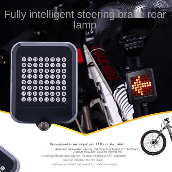 Cykel Smart Sensor Blinkersljus Cykelbakljus MTB Cy svart One Size