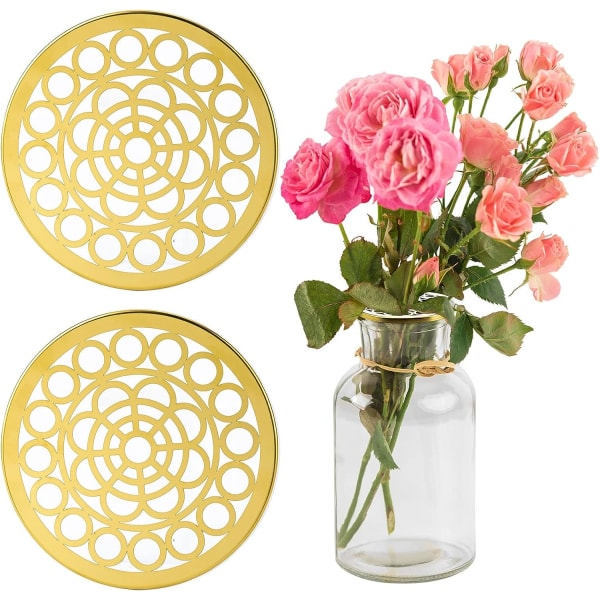 2 osainen metallikukka-asettelijan kansi, ruostumaton teräs Flower Frog Insert -verkkojärjestelijä 12 cm / 4,7 tuumaa pyöreä