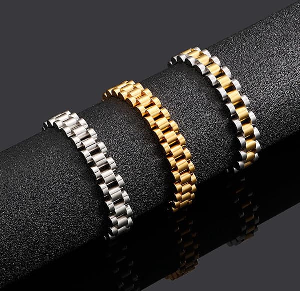 Presidential urrem stil armbånd til mænd, 10 mm sølv rustfrit stål ledkæde, 8 tommer, gave til far ham