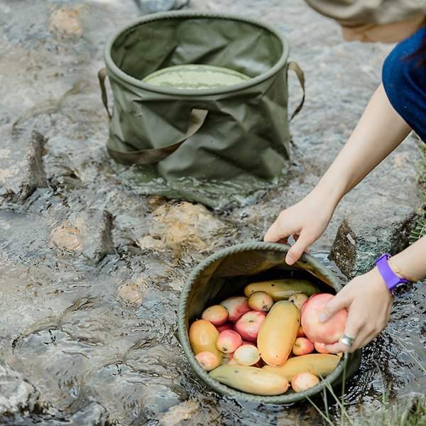 Foldbar Spand Fiske Vandtætte Spande Bærbar Foldbar Taske Opbevaring Udendørs qd best Army Green 20L