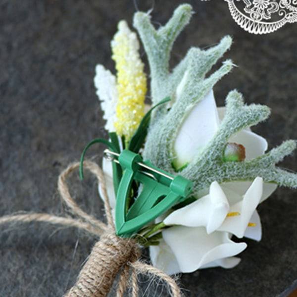 Kunstig Calla Lily Boutonniere Brudgom Brudesvend Bryllup Blomst Corsage Brosche