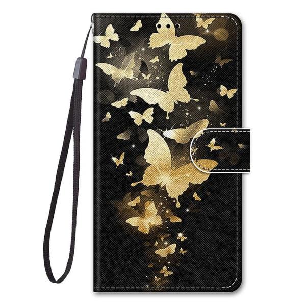 Etui til OnePlus 11r 5g malet cover Magnetisk Coque Cover Etui Lukning - Gylden Sommerfugl