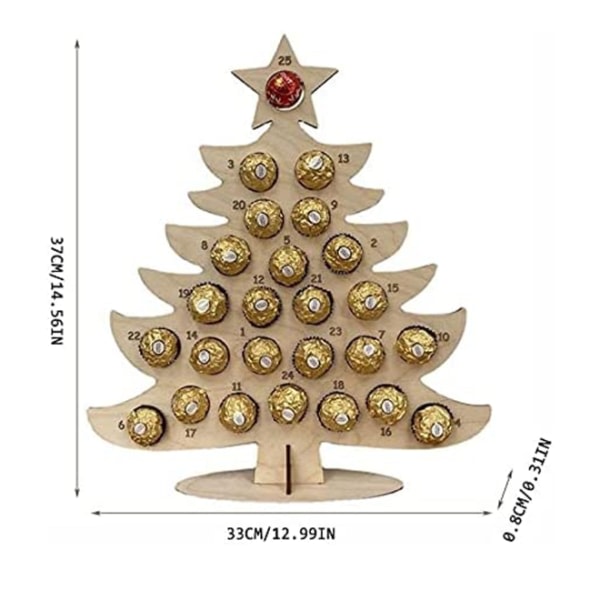Julkalender, presentask, träställ för choklad, godis, julkalender i form av julgran/älg, säsongsdekoration