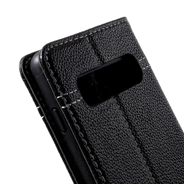 Gebei För Samsung Galaxy S10 Litchi Texturfodral i äkta läder med korthållare - Svart