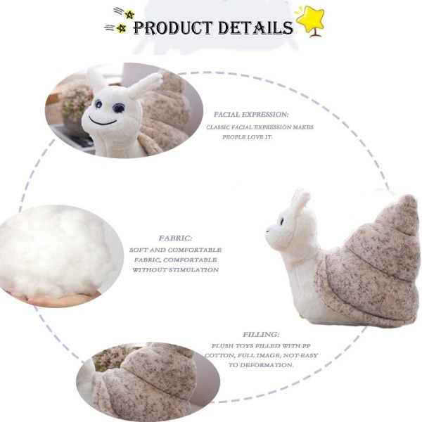 7 tum plysch snigel gosedjur, söt mjuk sovande snigel plysch