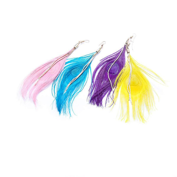 Bohemian Feather Tofs Korvakorut Trendikkäät Pitkät Ripustuskorvakorut Tippaavat Kellokorvakorut Naisille (Keltainen)