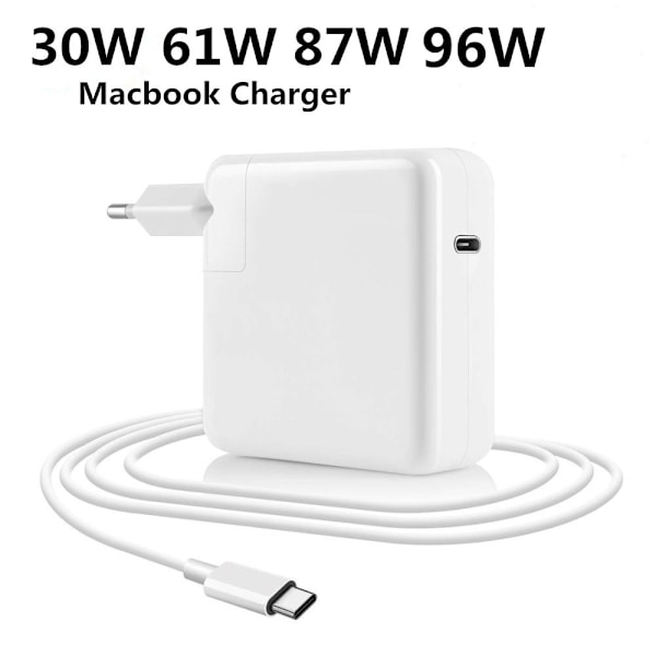 USB C Laddare 30W 60W 87W 96W Strömadapter Kompatibel för MacBook Pro 16 15 13 Tum Nya Air 13 Tum 2020/2019/2018 Kompatibel med Typ C PD