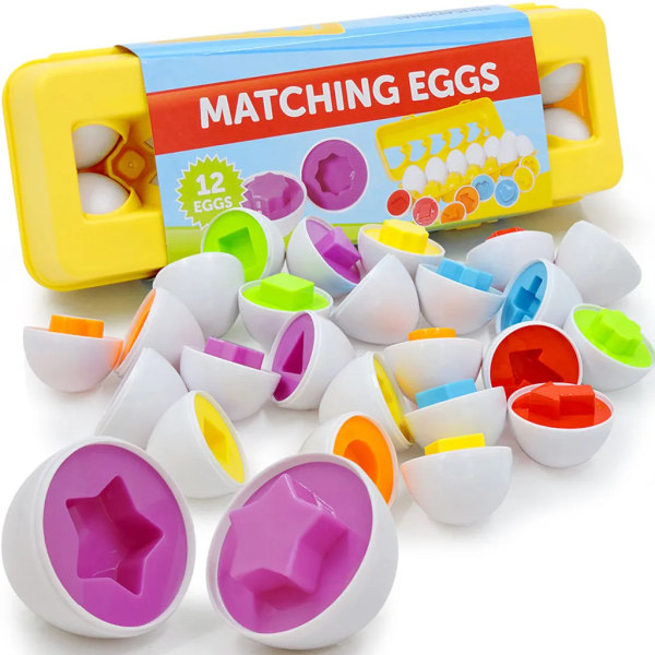 12 bitar baby Montessori lärande utbildning leksaker, smarta ägg pussel matchande leksaker, perfekt för barn i åldrarna 1-4 år