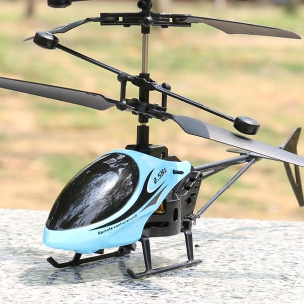 Mini RC Helikopter Radio Fjärrkontroll Elektriskt mikroflygplan blå B
