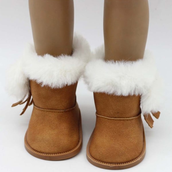 18'' Kulled Dolls Boots Snow Boots Ankelboots Miniatyrstövlar för US Girl for Doll Dress Up Barn för Doll Acc Brown