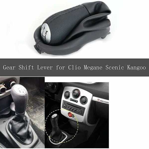 Maunal 5-växlad bilväxelspaksknopp med damask för Clio 2 II Clio 3 III Megane 2 II ScéNic 2 II Kangoo..