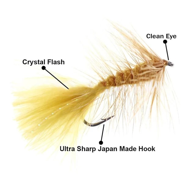 Fisk brun 5 stycken biomimetiske bete fluffige insekter