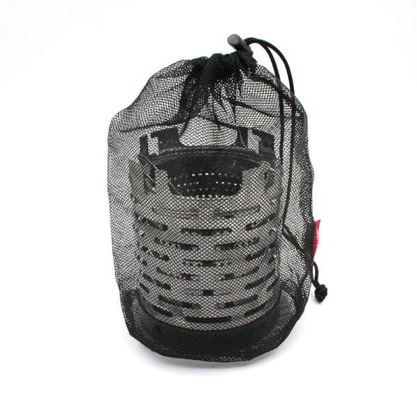 Musta mesh-nylon, kestävä mesh-pussi, jossa kiristysnauha, pieni T