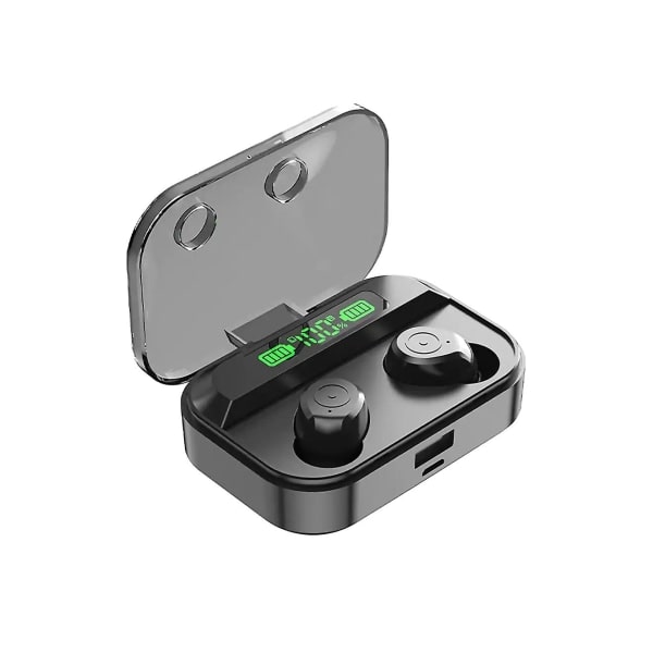 Bluetooth trådlösa hörlurar Stereo LED-display In-ear Touch Control Öronsnäcka Svart