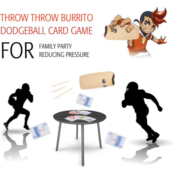Kasta Burrito Dodgeball Kortspill for familieselskap, stressavlastende spill for aldre 7 og oppover, modell: flerfarget