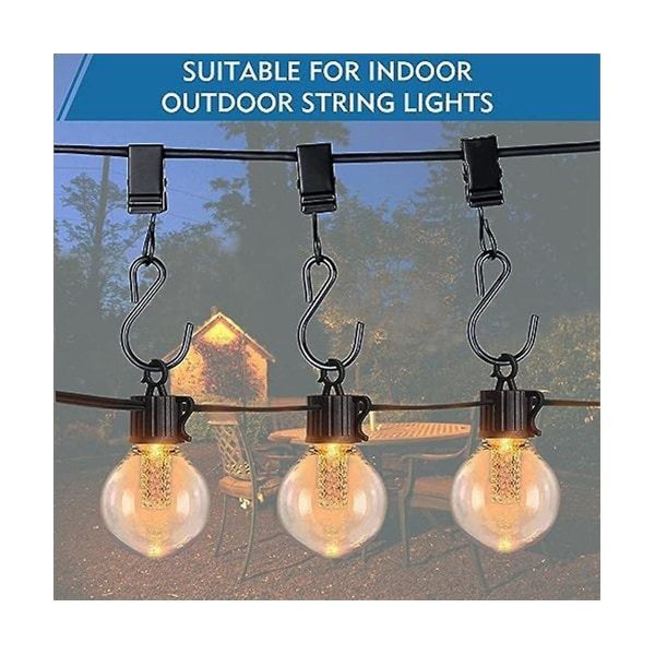 String Light Clips Hängkrokar: 100 Pack Hängande Ljusklämma Heavy Duty Metall String Party Light H