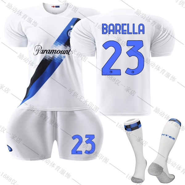 23/24 Uusi kausi Vieras Inter Milan FC BARELLA Nr 23 Lasten Jersey-paketti Lapset-28 Barn-28