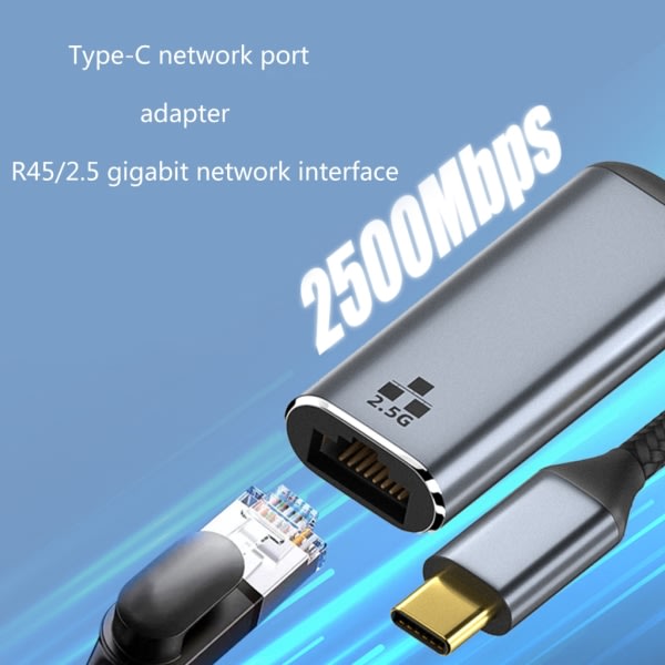USB-C-Ethernet-adapter, USB-C till RJ45 10/100/1000 2,5 Gb Gigabit Ethernet LAN-nätverksadapter Ethernet HOT SWAP