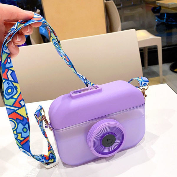 Søte vannflasker med sugerør for kreative Kawaii-kameraer Design Halmkopp BPA Blå