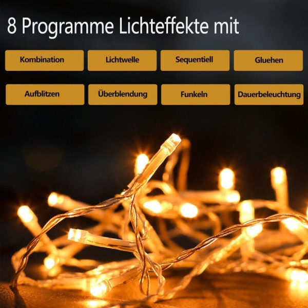 10m 100 LED-ljusslinga Vattentät julbelysning