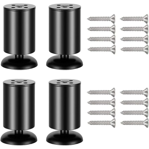 4X Möbelben i stål, Svarte, 80 mm bordsben i rustfritt stål Kontorssoffa Ben Möbelben