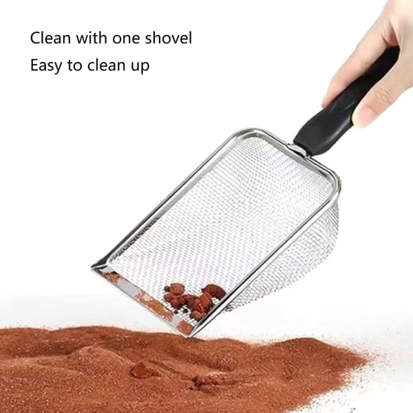 Reptil Sand Spade Rustfrit Stål Mesh Reptil Scooper Affaldsrenser