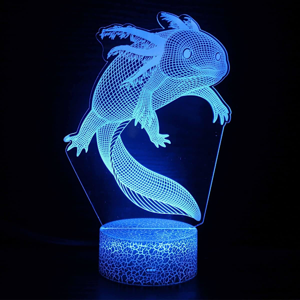 Axolotl 3D Illusion Natlampe, Rumdekor Natlampe Legetøj