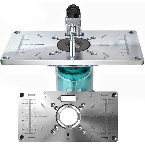 Bordindsatsplade i aluminiumslegering med 4 ringe til træbearbejdningsbænk, 235 mm x 120 mm x 8 mm