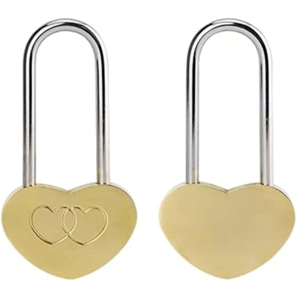 2 stk 40 mm dobbel hjerte hengelås Nøkkelløs kjærlighetslås for elskere Bryllup Valentinsdag Jubileumsreise (ingen nøkkel)