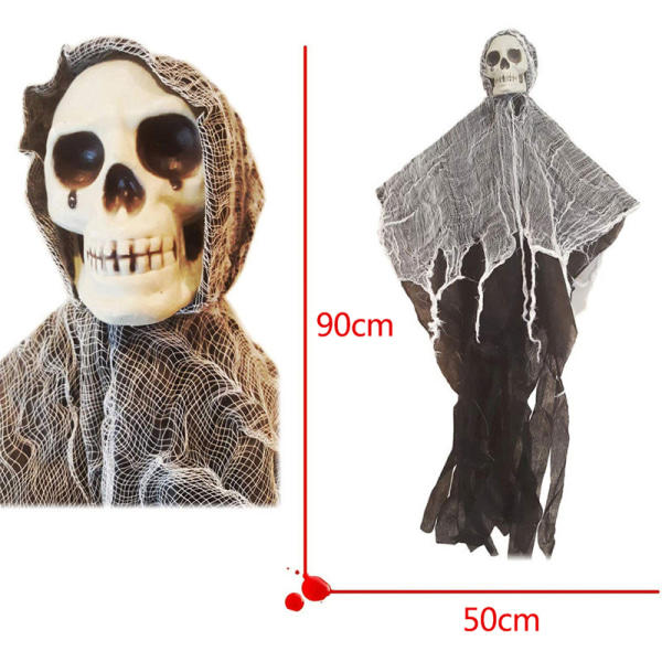 Halloween hengende skalle Spøkelse Spøkelseshusdekorasjon Skrekk P Grå 1 stk Gray 1pc