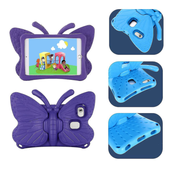 Butterfly Samsung Galaxy Tab A7 Lite 8.7 T220/t225 2021 Etui, Barnevennlig, Eva Mykt Skum Material, Tykke Fire Hjørner, Kamerabeskyttelse, Støtsikkert Lilla Purple