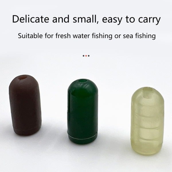 50 stk Bløde Plast Fiskeperler 12 mm Cylinderformet Flydende Fiske Rigging Perler Fiske Lokkeperler Fiskesnor Perler Brun