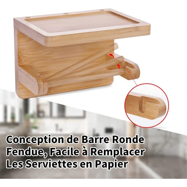 WC-paperiteline, WC-paperiteline ilman porausta, Teline tarjottimella, Puuta kylpyhuoneeseen, WC