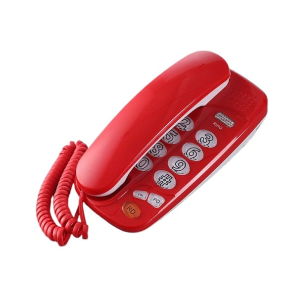 Suuret painikkeet, johdotelefonit, kiinteä puhelin uudelleenvalinnan taukoominaisuuksilla, punainen