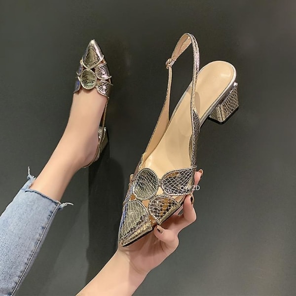 Mode Kvinnor Läder 3 cm Högklackade Lady Pointe Toe Kvinnors Högklackade Skor