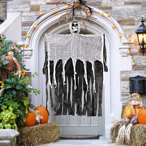 Halloween hengende skalle Spøkelse Spøkelseshusdekorasjon Skrekk P Grå 1 stk Gray 1pc