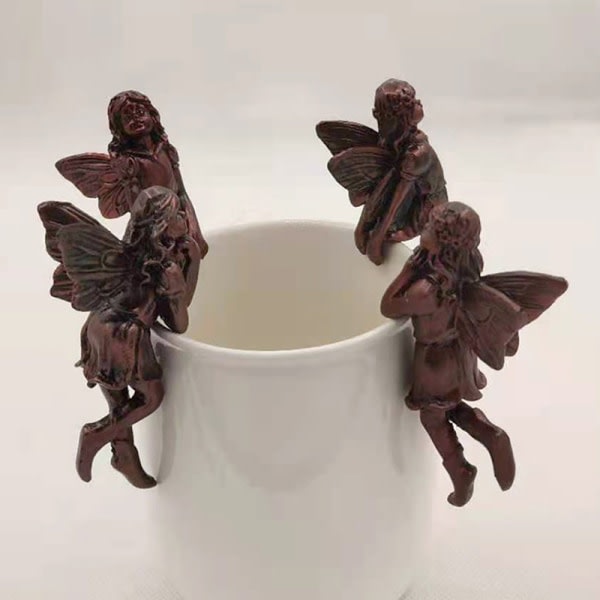 Miniatyrjente hengende kopp harpiksdekorasjon fe kombinasjon blomst C C C C