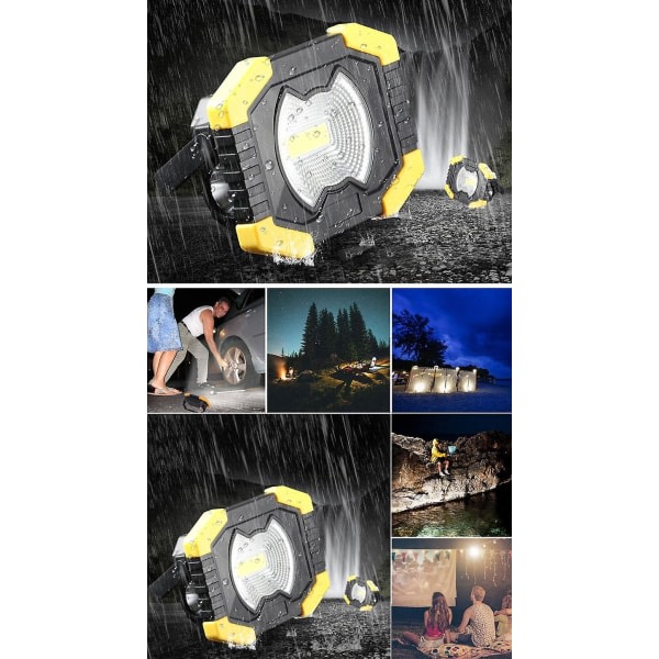 LED COB-lampa Solar USB Uppladdningsbar Bärbar Arbetsstrålkastare IP65 Vattentät Strålkastare