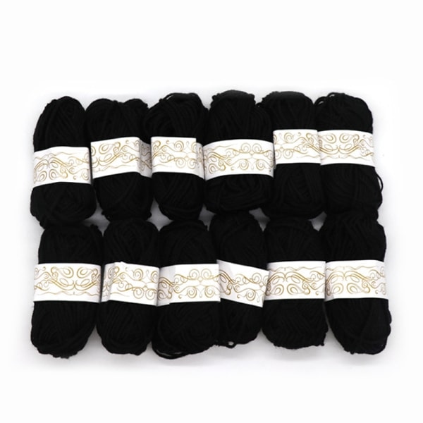12st boll handgjorda stickgarn ull linje mjuk tjocklek linje Svart