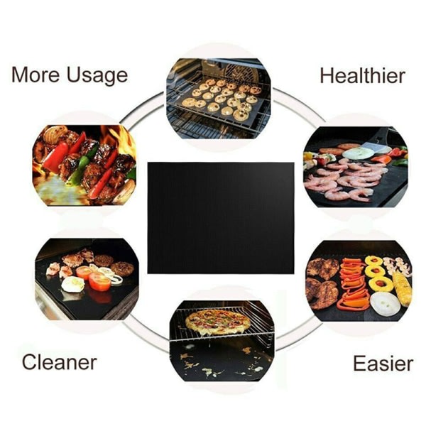 Genanvendelige non-stick BBQ Grillmåtter Grillbagepapir Teflon 5 stk 40*50CM 5Pcs 40*50CM