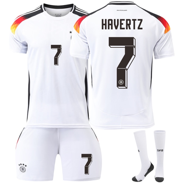 Tyskland Hjem Euro 2024 Drakt Fotballdrakt Barn Menn Kit Nr.7 HAVERTZ With socks L