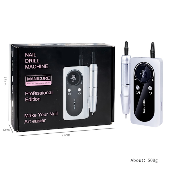 Lila Portabel Elektrisk Nagelfil 45000 RPM - Snabb & Effektiv Laddning Purple