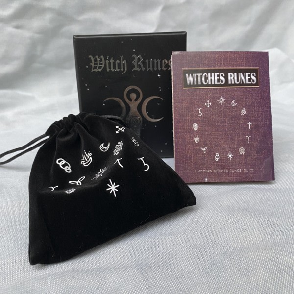 Træ Runer Sten Sæt Häxor Rune Sæt 14 ST Graveret Rune Symb Black one size Black one size