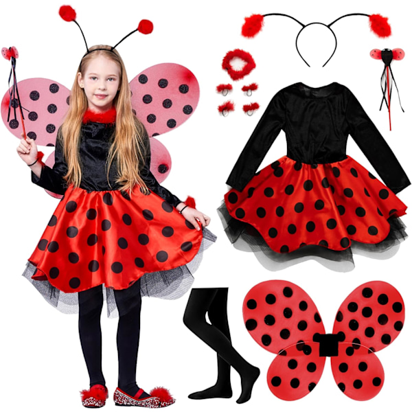 Leppäkerttu-asu tytölle, baletti-leppäkerttu-asu eläinaiheisella hameella, tyllihame siivillä syntymäpäiville Luxurious skirt 8-10 years