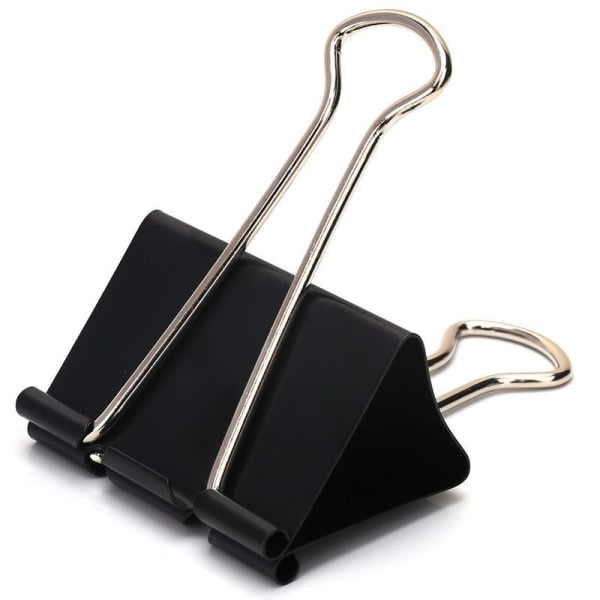 Ekstra store ringbindsklemmer 2 tommer (2-pak), store papirclips til kontorartikler, sort